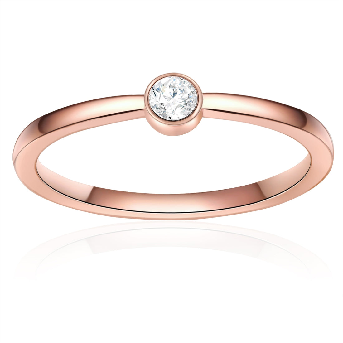 Ring Edelstahl roségold  Zirkonia weiß