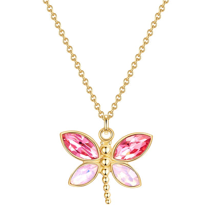 Kette mit Anhänger Edelstahl gelbgold Preciosa weiß rosa