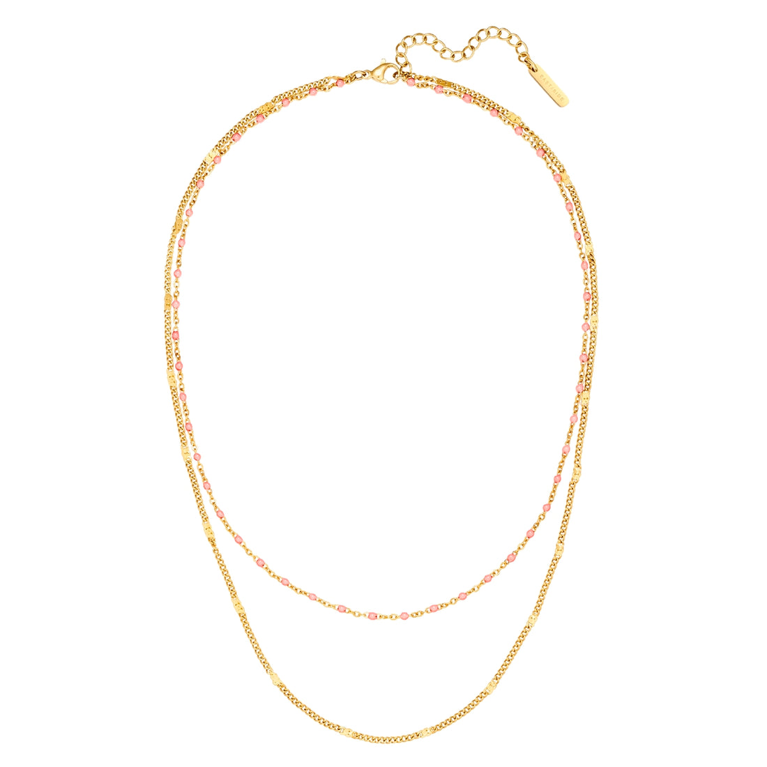 Kette Edelstahl gelbgold Emaille pink