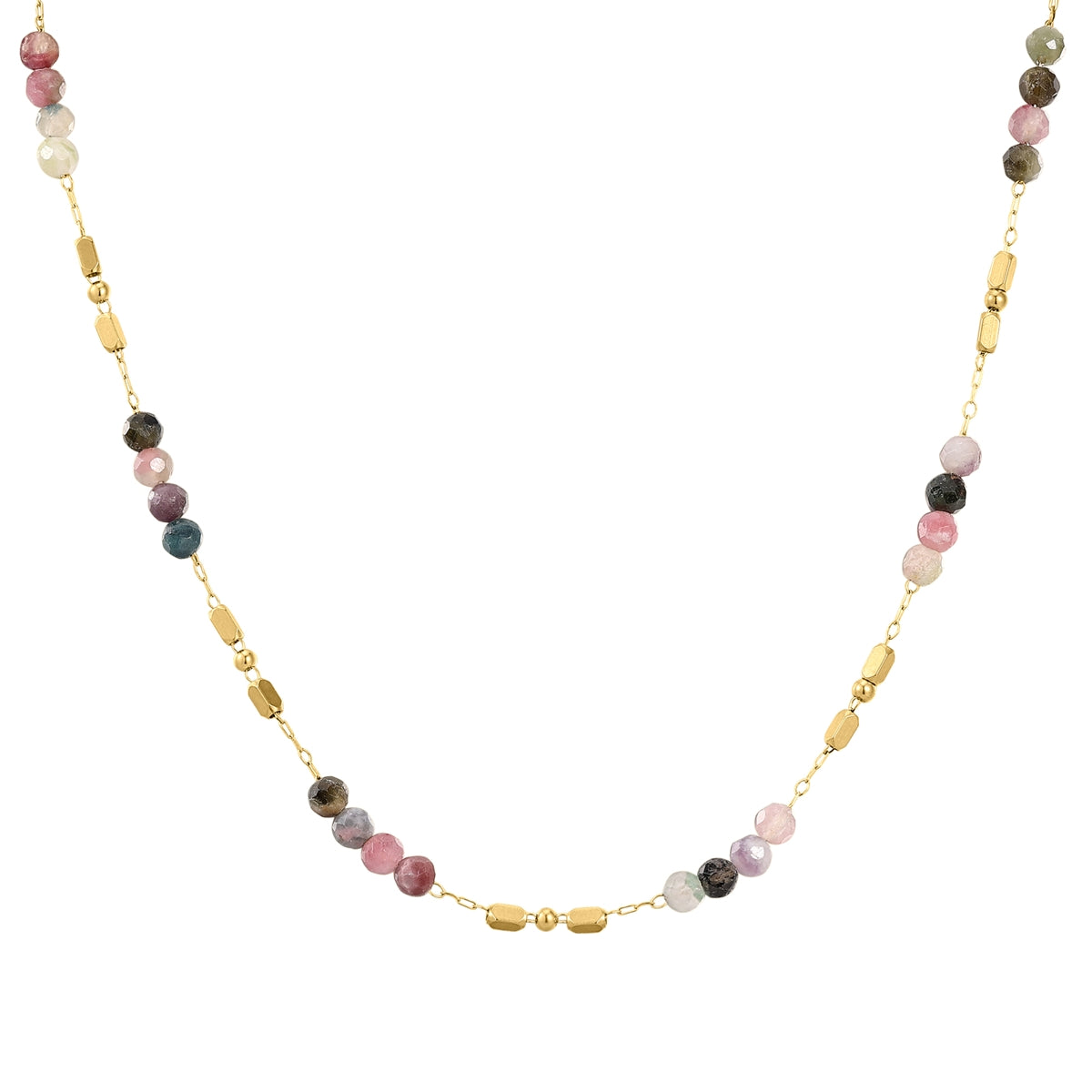 Kette Edelstahl gelbgold Turmalin multicolor