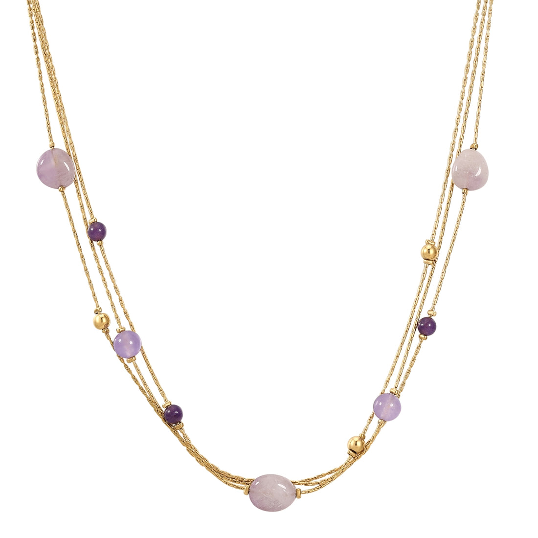 Kette Edelstahl gelbgold Amethyst lila