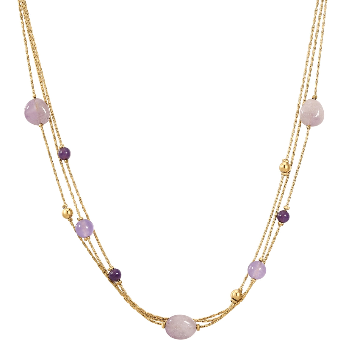 Kette Edelstahl gelbgold Amethyst lila