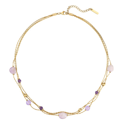 Kette Edelstahl gelbgold Amethyst lila