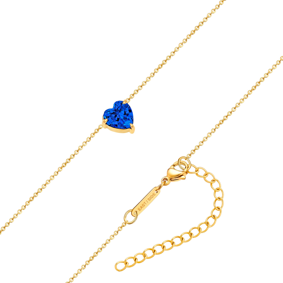 Kette mit Anhänger Edelstahl gelbgold Zirkonia blau