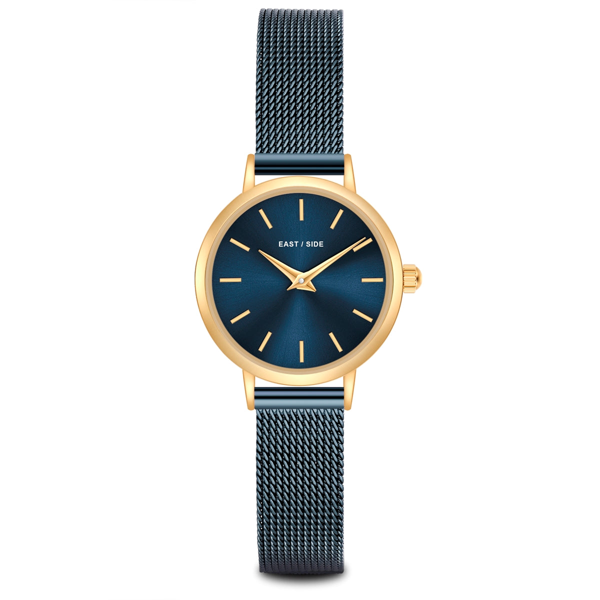 Damen Quarzuhr gelbgold Edelstahl blau