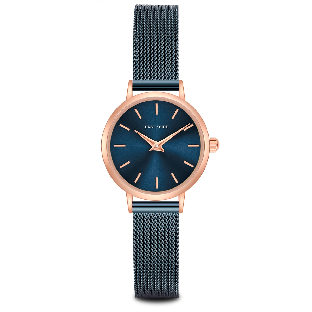 Damen Quarzuhr roségold Edelstahl blau